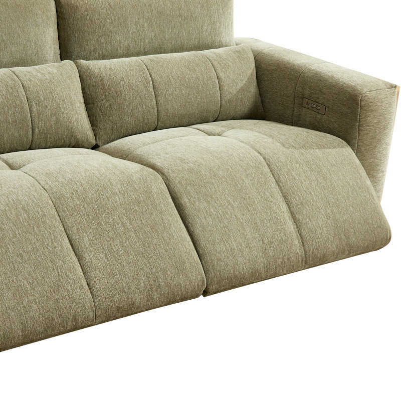 Ensemble de salon moderne surdimensionné en chenille, 2 pièces, inclinable électriquement avec appui-tête réglable manuellement