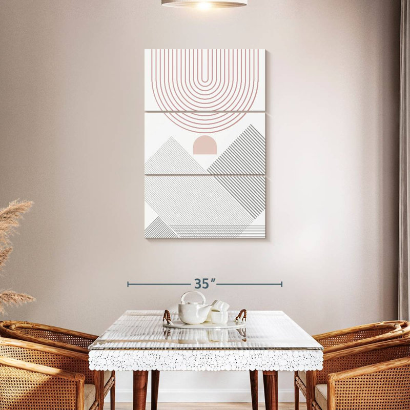 Avery moderne Mid-Century abstrait rose gris III