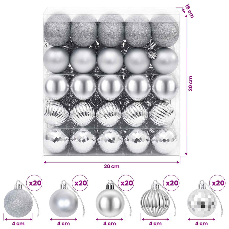 4cm Polystyrene Bauble, Silver