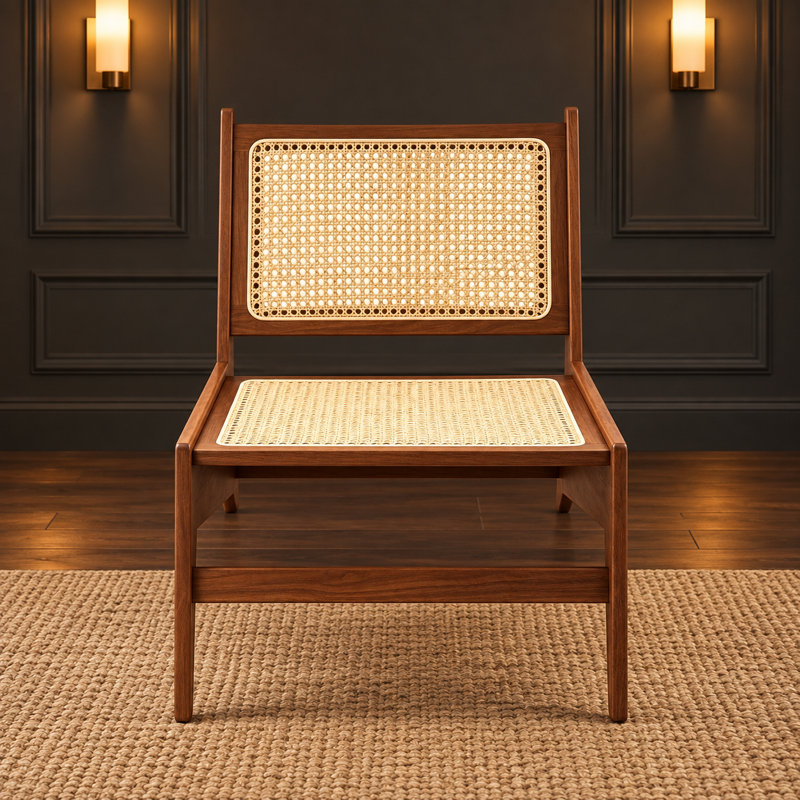 Méridienne Mid-Century Modern, Walnut