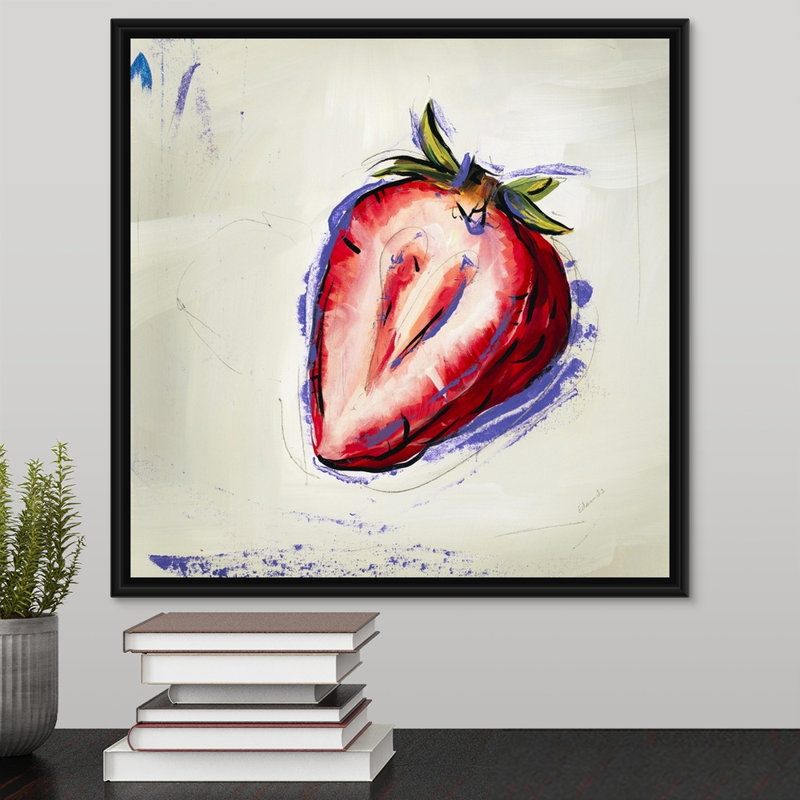 « picnic party viii », peinture sur toile, Cadre flottant noir, H 17,7 po x l 17,7 po x p 1,75 po