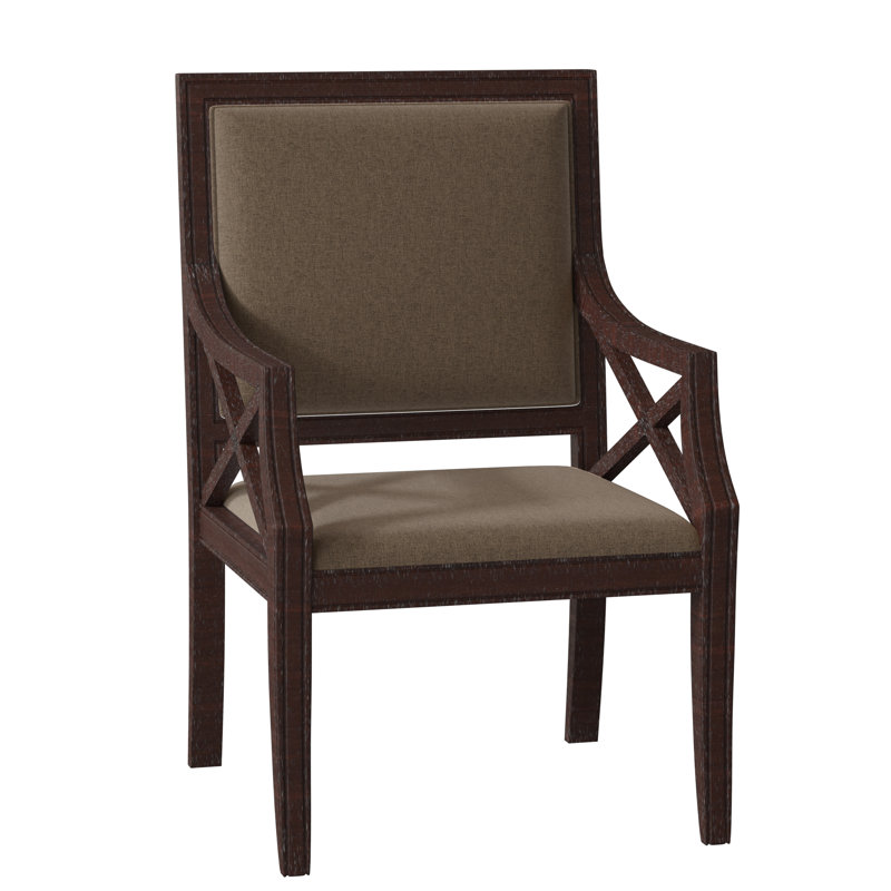 Gramercy Upholstered King Louis Back Arm Chair, 8789 Bark, Espresso