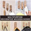 Paquet de 3 crochets muraux décoratifs en bois Boho