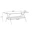 Table basse rectangulaire avec plateau en verre trempé et pieds en métal blanc