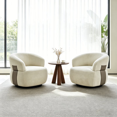 Hillip 360° Rotation Modern Swivel Upholstered Accent Barrel Chair for Living Room & Apartment & Bedroom