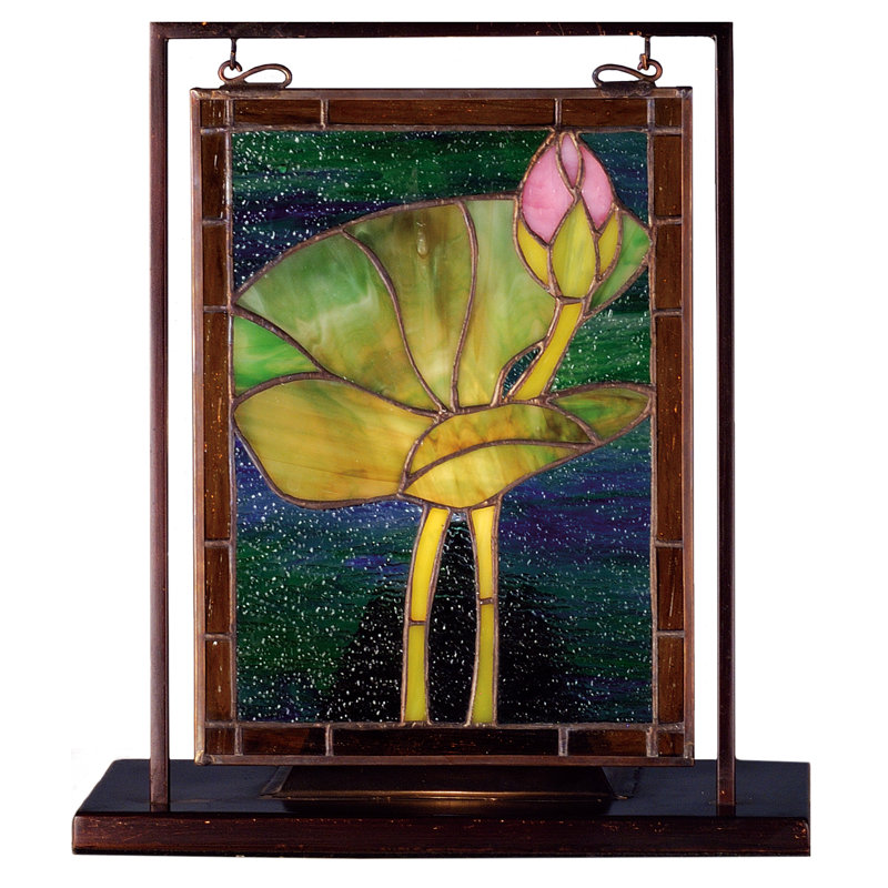 9.5"W X 10.5"H Tiffany Pond Lily Lighted Mini Tabletop Window