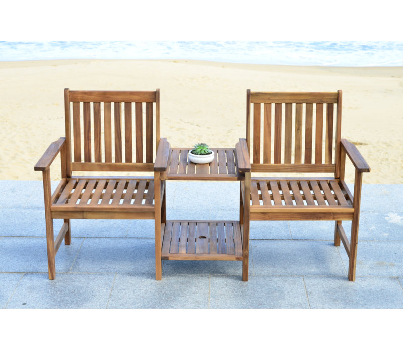 Outdoor Aanchal Wooden Love Seat, Teak Brown