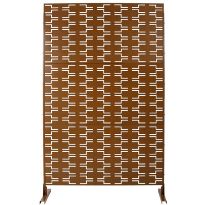 Outdoor & Indoor Privacy Screen Metal Privacy Screen 76" H×48" W, Freestanding Decorative Privacy Screen for Deck Balcony Patio, Privacy Fence Panels for Outside Lawn Garden BROWN HAMMERTONE