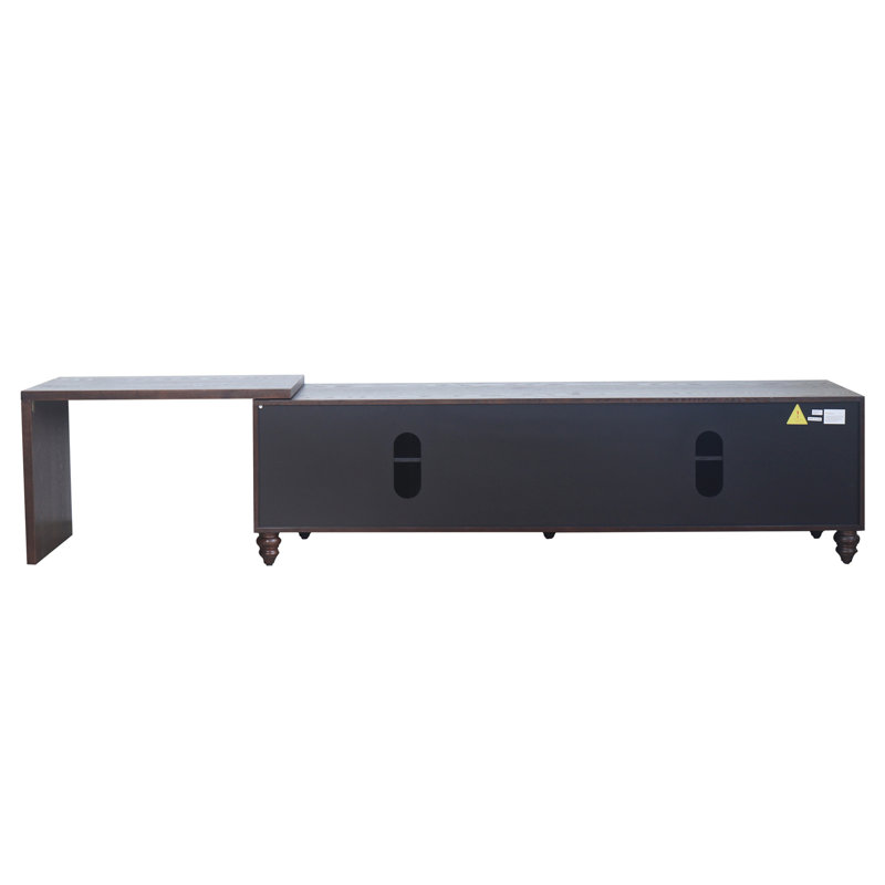 Extendable Tv Cabinet With Storage And Adjustable Shelves,Real Wood Veneered Tv Console