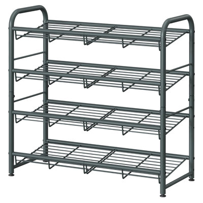 4 Tier Metal Shoe Rack with Adjustable Tilt Angle, Suitable for Front Door, Entrance, Garage