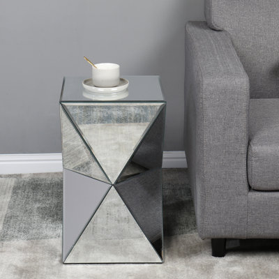 Table de chevet irrégulière avec miroir argent