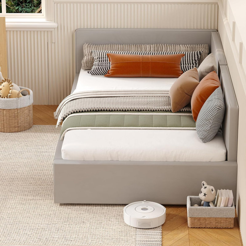 Lit de jour simple avec tête de lit amovible, cadre de lit d'angle avec rails de lit, canapé-lit rembourré en velours, support à lattes en bois, lit de jour rembourré pour la chambre à coucher