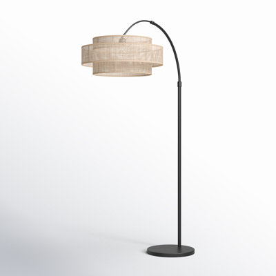 Romola 82 In. Floor Lamp With Rattan Shade And 3 Way Switch