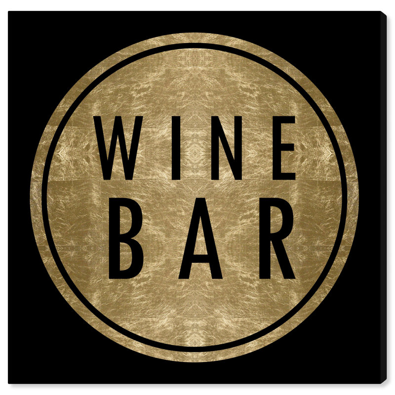 «Drinks and Spirits Vintage Winebar Gold Wine», reproduction d'art textuel sur toile tendue, H 30 po x l 30 po x P 0,8 po