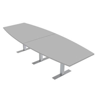 Boat Shaped Conference Table with Metal T Base