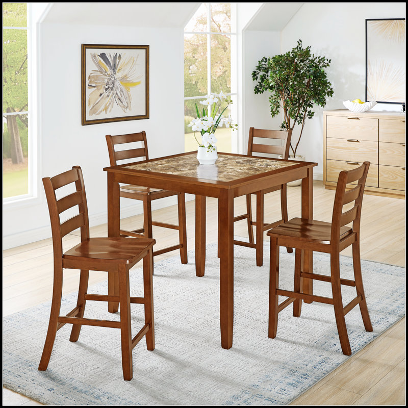 Ensemble de table à manger et de chaises de bar 5 pièces de style rétro, confortable et durable pour les petits espaces et un assemblage facile