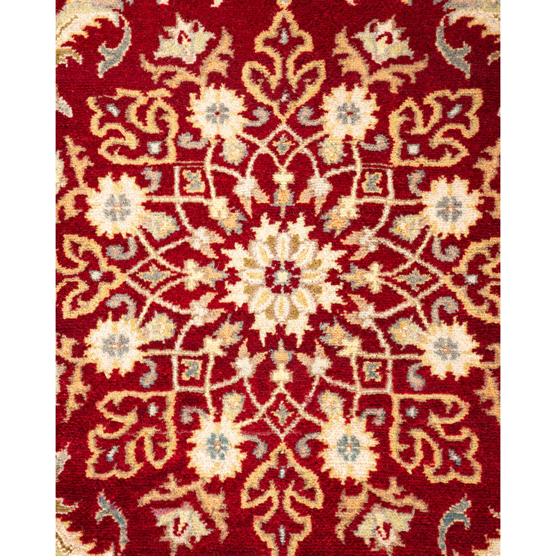 Tapis unique rouge / beige / ivoire noué à la main 9 pi 3 po x 11 pi 10 po Hayner