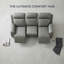 Canapé inclinable électrique en cuir gris respirant - 3 places avec table rabattable, porte-gobelets, charge USB et lumières DEL, conception ergonomique pour le soutien du dos