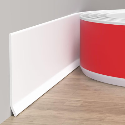 Flexible Baseboard Molding Trim, 4 Inch(W) x 20 Feet(L) Peel and Stick Rubber