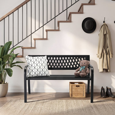 Banc d'extérieur en fer noir 47 po