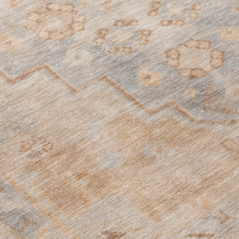 Machine Washable Indoor/Outdoor Xhevrie Copper Rug, Runner 2'3" x 7'6"