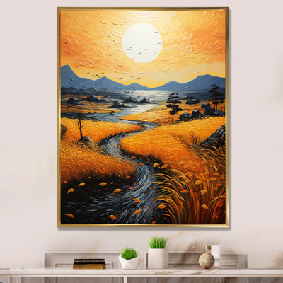 «Vangogh Harvest Time In The Wheat Fields IV», encadré sur toile par Vincent Van Gogh, peinture