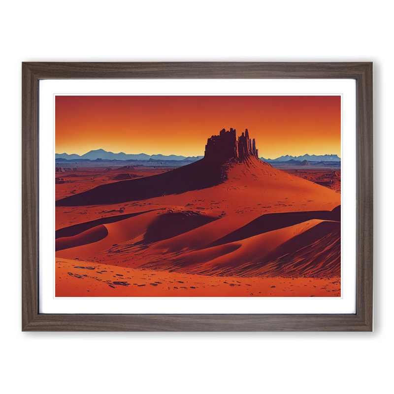 Contoured Desert - Framed Print, 25cm H x 34cm W x 2cm D, Walnut