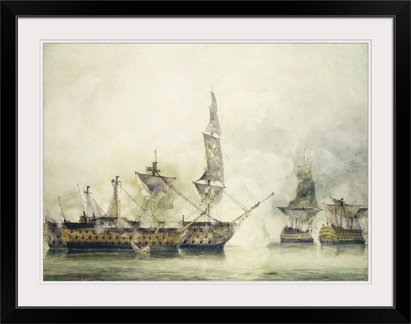 «H.M.S. «Victory at the Bataille of Trafalgar, 1805» par John Constable, reproduction d'art, H 26 po x l 36 po x P 1,5 po