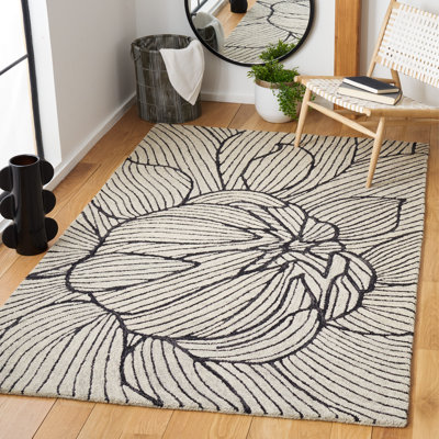 Tapis floral en laine et coton touffeté à la main Courtenay