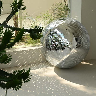  Yescom 24" Large Disco Ball Mirror Big Hanging Glass Decoration for 70s 80s Party Events Wedding DJ Dance Club Bar Stage Lighting Business Holiday Home Decor Silver