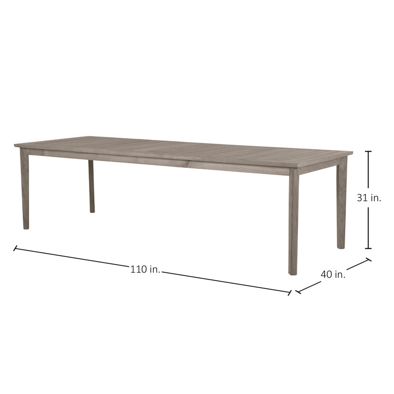 Woodlawn Teak Dining Table, 40" W x 110" L x 31" H, Oyster Teak