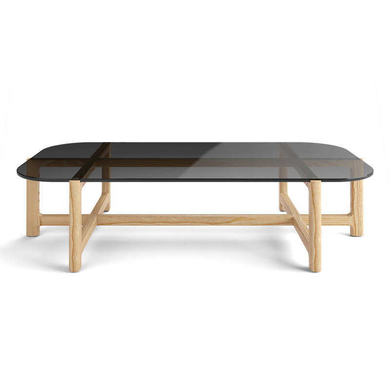 Table basse Quarry, Performance fumée rétro, Bois de frêne naturel
