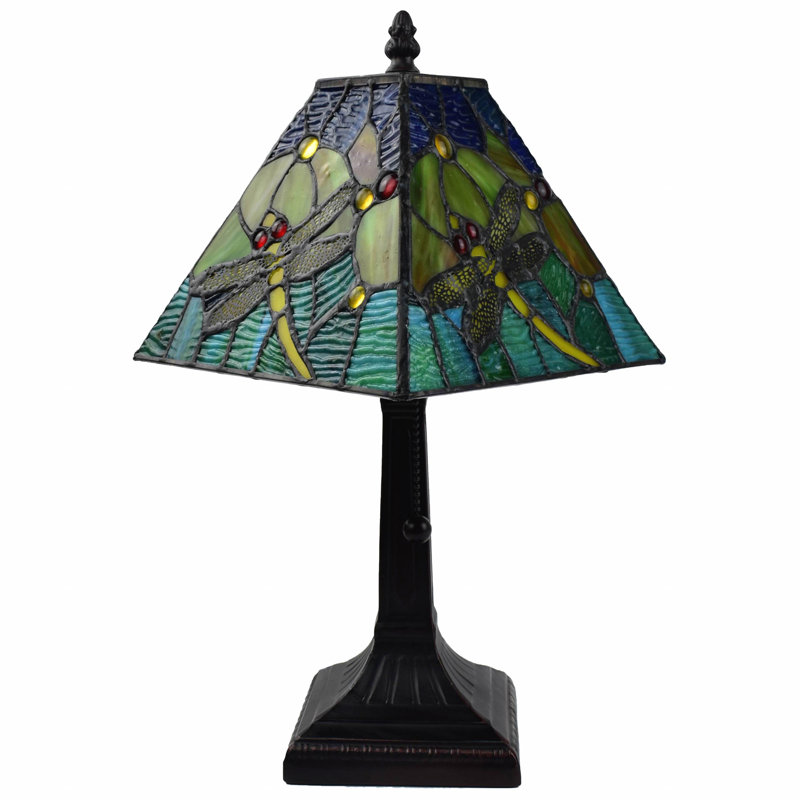 Lampe de table 15 po avec libellules Tiffany, Jaune, H 8 po x l 13 po x P 15 po