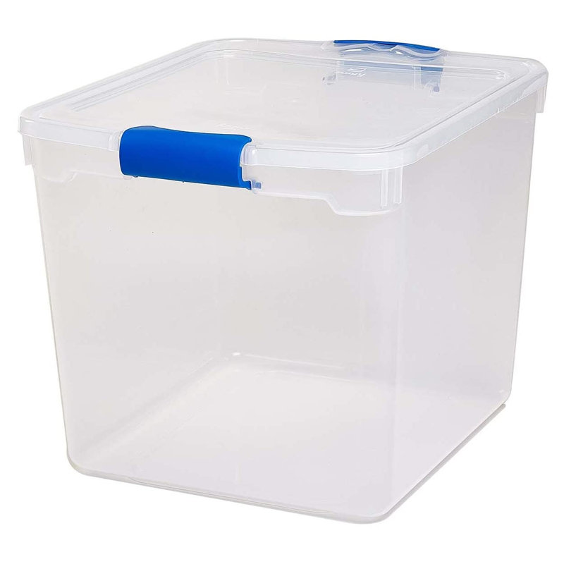 Homz Storage Organizing Container Bin with Latching Lids, Blue/Clear, 16, 31 quart
