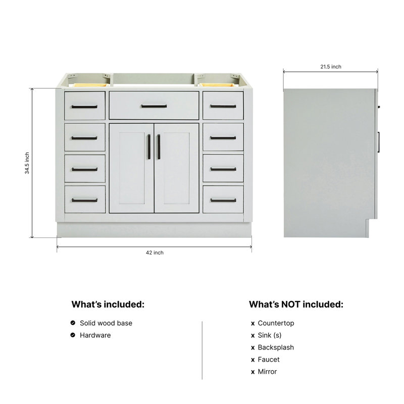 42" Single Bathroom Vanity Base only, Gray