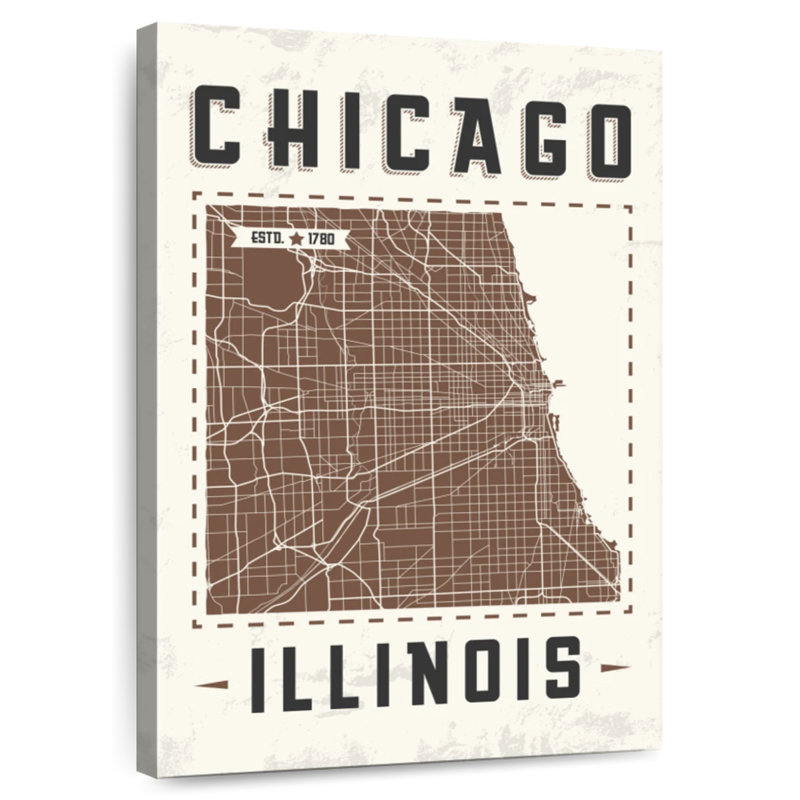 Aliaz Chicago Map, 30" H x 20" W