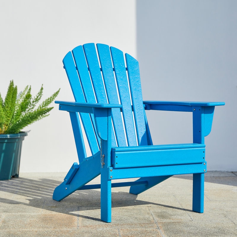Chaise Adirondack pliante Ramonita en PEHD, Bleu pacifique