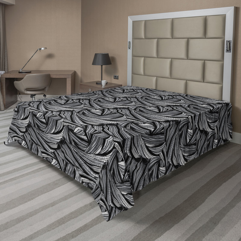 Drap plat Ambesonne, Drap plat de taille double, Gris anthracite, gris / abstrait