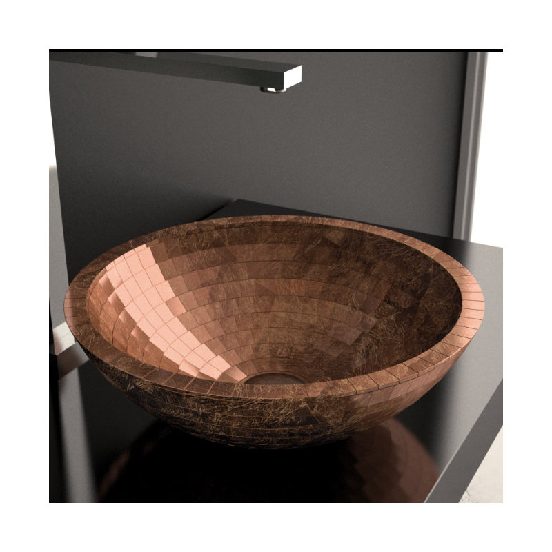 Maestro Bath 16.6'' Polymer Circular Bathroom Sink, Copper