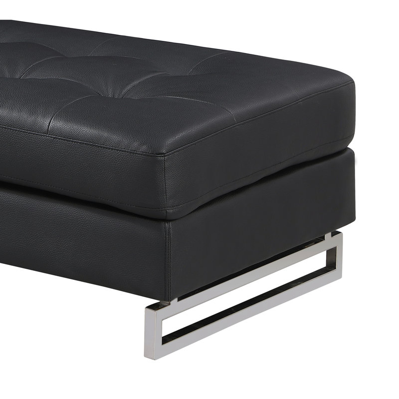 Repose-pieds en cuir véritable Global United, Noir
