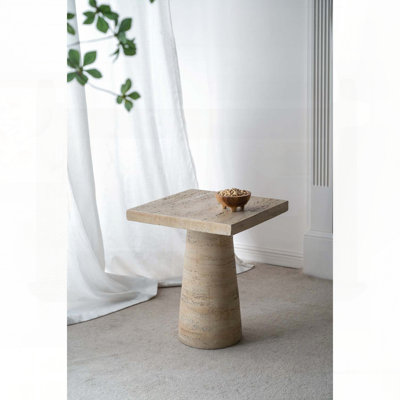 Table d'appoint carrée à piédestal crème