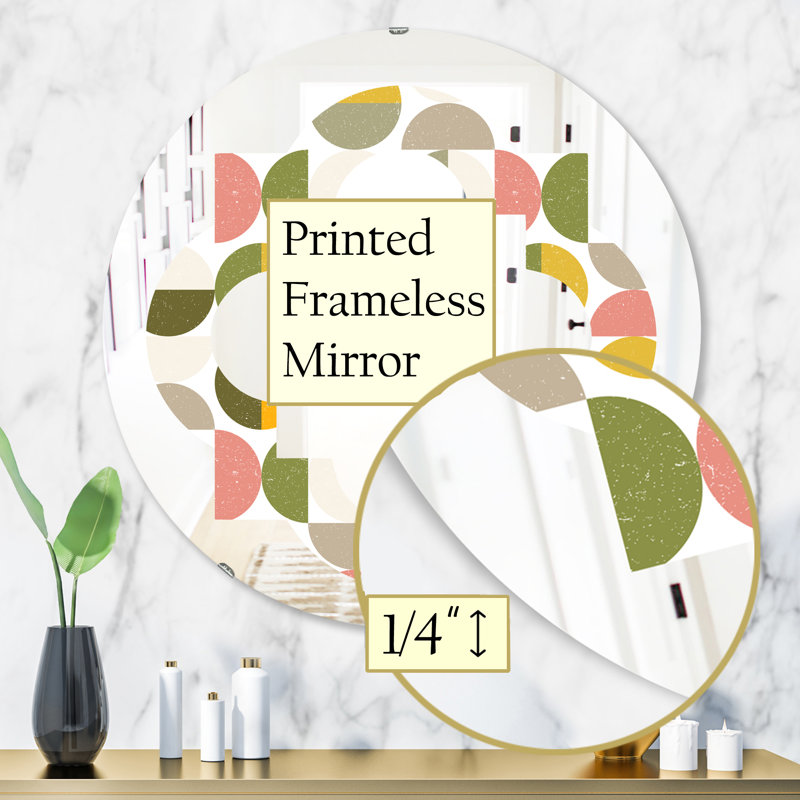 Miroir mural moderne sans cadre, H 31,5 po x l 31,5 po, Motif circulaire quadrilobe I