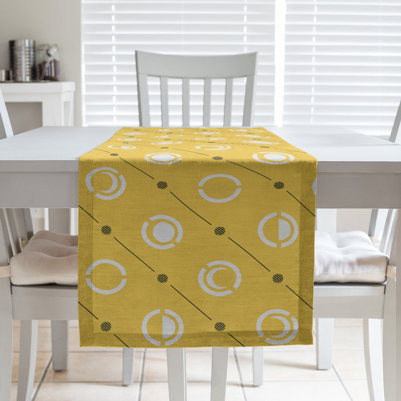 Classic Moon Phases Table Runner, 16" x 72", Yellow/Black