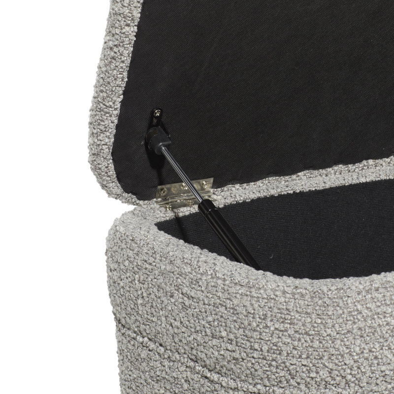Gray Upholstered Storage Bench with Squared Wood Legs