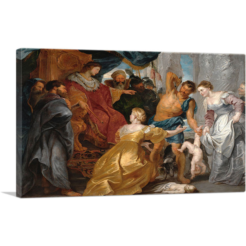 «The Judgement of Solomon» par Peter Paul Rubens, reproduction d'art sur toile tendue, H 12 po x l 18 po x 1,5 po