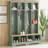 Farmhouse 59"W Wide Hall Tree with 8 Hooks-117170539