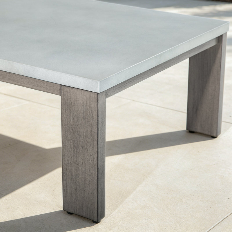Table basse rectangulaire L 51 po x l 25,6 po avec plateau en béton alvéolaire en aluminium, Gris