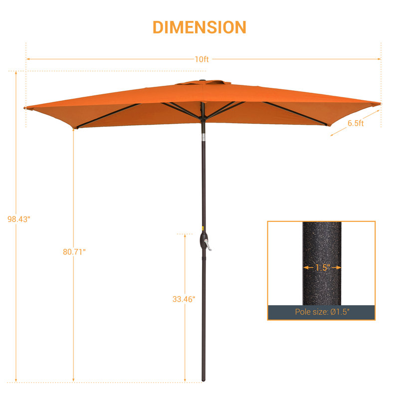 Parasol de marché rectangulaire 120 po x 78 po Dorace, Orange