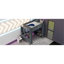 Lit mezzanine en bois pleine grandeur avec bureau, tablettes multiples, DEL et station de charge, gris foncé-129523204