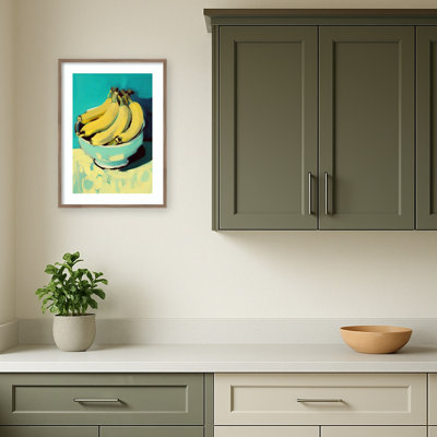 «Bowl of Bananas» par Treechild, impression sur bois encadrée